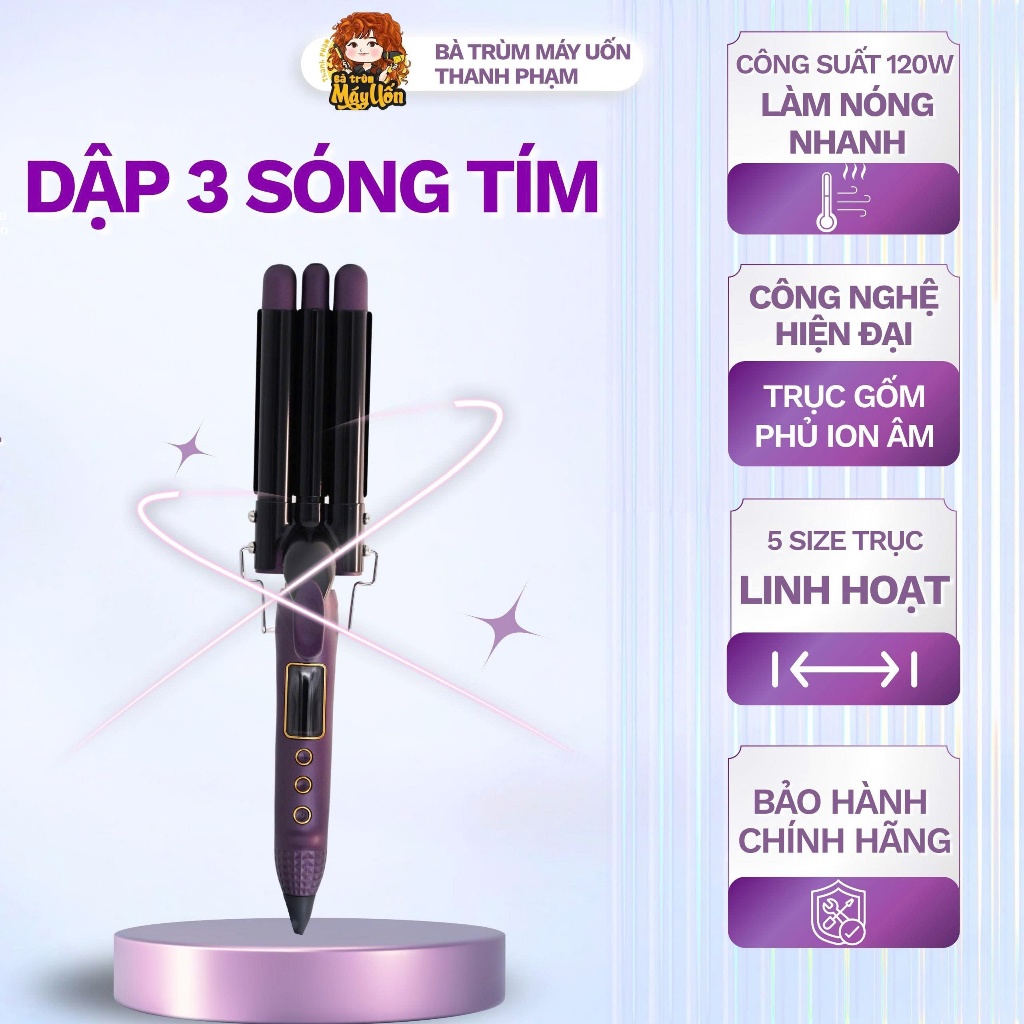 Máy dập sóng nước - Máy dập xù mì - 3 sóng tím
