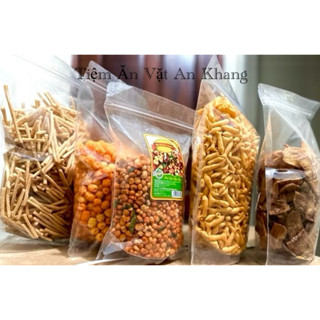  Combo 5 Món 1,5kg Snack Bim Bim Chuối Sấy Mè Gừng  Cá Phồng Nui Sấy Ngó Sen Ngô Giòn Khô Bò Lá Chanh Thơm Ngon 