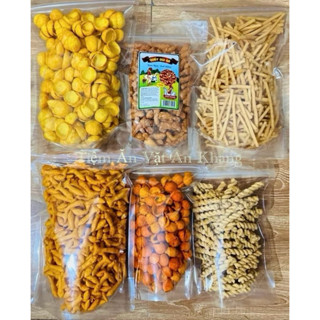  Combo 1,8kg 6 Món Snack Bim Bim Ăn Vặt Bao Gồm: Snack Ốc Sò Quẩy Xoắn Rong Biển Cá Phồng Ngó Sen Lá Sen Quẩy Đùi Gà 