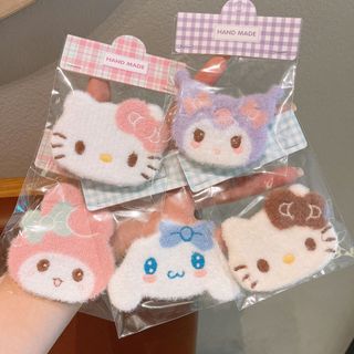  Miếng Dán Tóc Mái Hello Kitty My Melody Kuromi Cinnamoroll Lông Xù Lớn Cố Định Tóc Mái Trang Điểm Rửa Mặt 