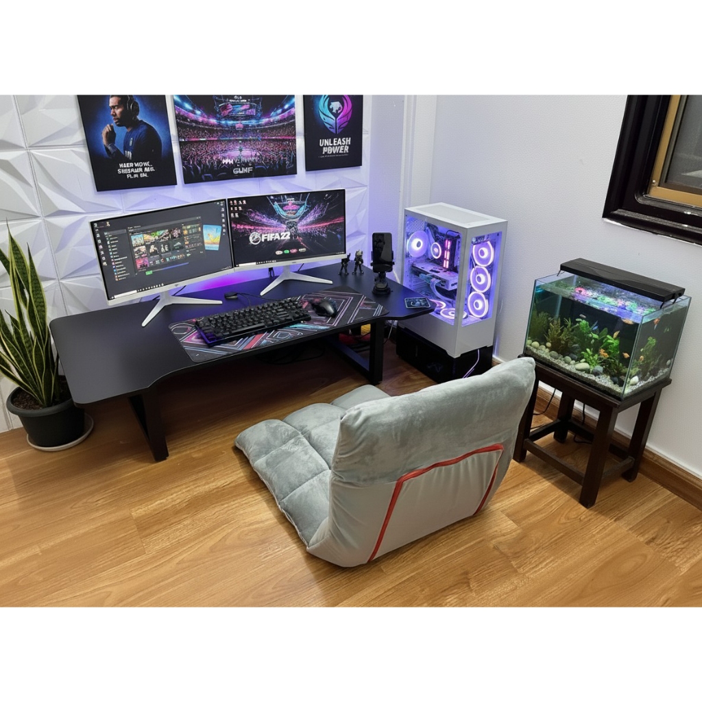 Combo Bàn Ghế Ngồi Bệt Gaming Chữ U V1 FUFUTECH Thiết Kế Hiện Đại, Chân Và Ghế Gấp Gọn Được Size 1m,1m2 | BigBuy360 - bigbuy360.vn