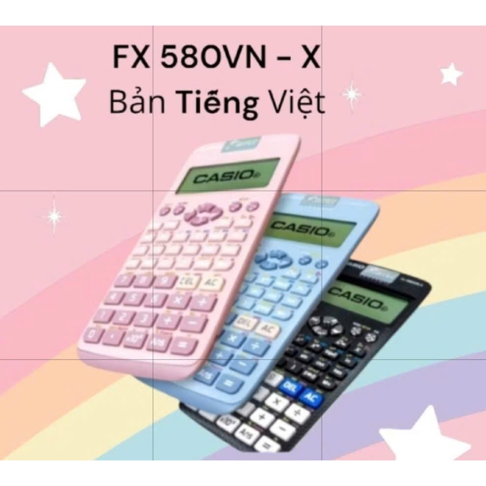 Máy tính học sinh CASIO fx580vnx bản tiếng việt, dùng cho học sinh cấp 2 và cấp 3/ Bảo Hành 2 Năm