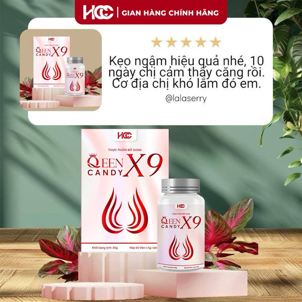 Viên Ngậm Tăng V1 QEEN CANDY X9 -Cải Thiện Vòng 1,Giúp Săn Chảy Hết Chảy Sệ Sau Sinh, Cân Bằng 2 Bên