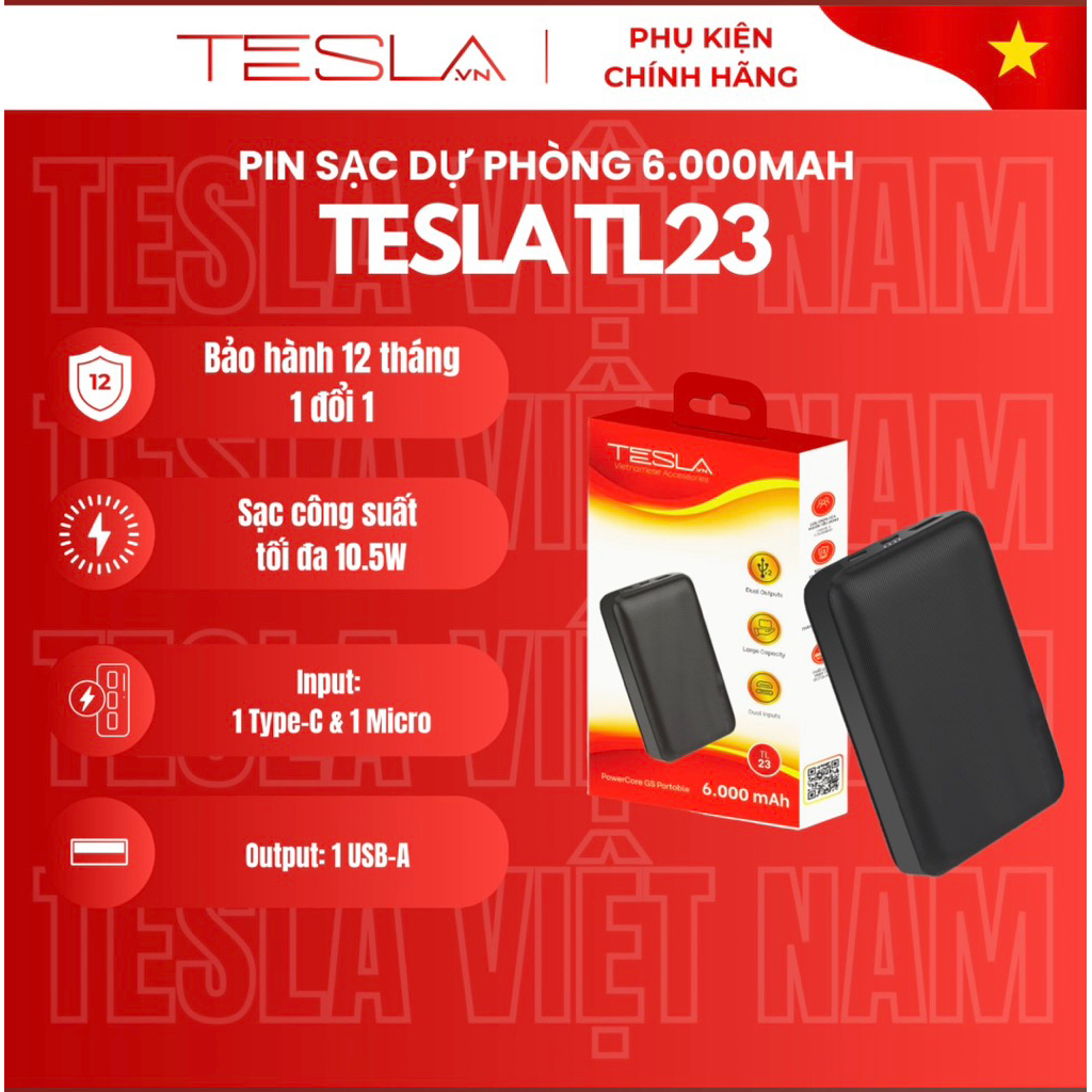 PIN SẠC DỰ PHÒNG TESLA TL23 6000mAh