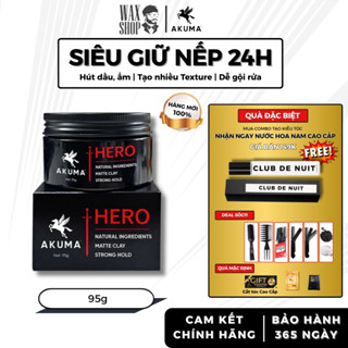  Sáp vuốt tóc nam Akuma Hero Matte Clay 95g chính hãng gel wax giữ nếp tóc - Waxshop 
