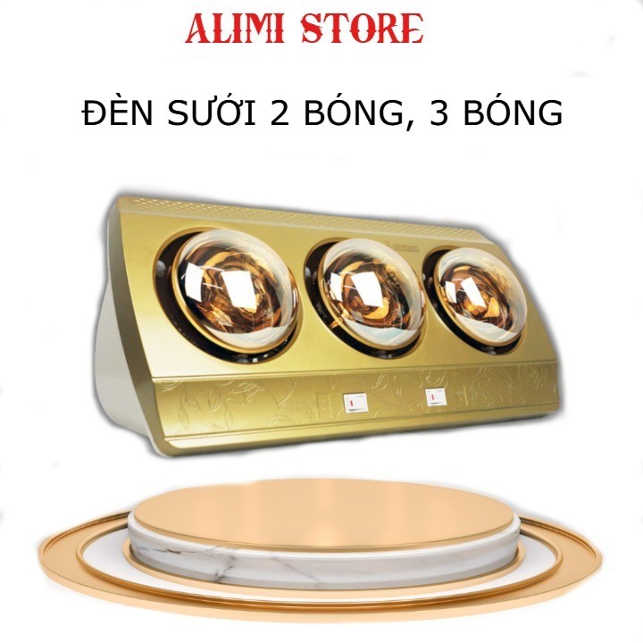 Đèn Sưởi Nhà Tắm Đui Sứ Chống Cháy Nổ 🍁FREESHIP🍁 Máy Sưởi Phòng Tắm Cho Bé 2 Bóng, 3 Bóng Alimi