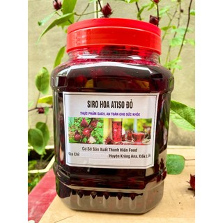  Siro hoa Atiso đỏ  có kèm bông  hủ 5kg Hoa Astiso đỏ ngâm đường phèn đậm đặc nguyên chất. 