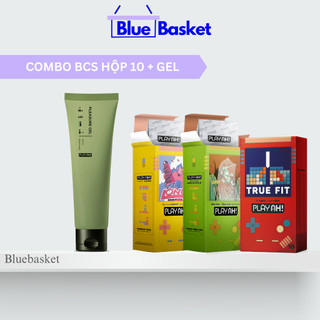 Combo Gel Bôi Trơn 100ml + Bao Cao Su PlayAh Hộp 10 Siêu Mỏng 0.03 Kéo Dài Thời Gian Thêm Gai Ôm Khít Her Feel 