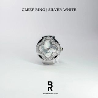   Cleef White   Nhẫn Đồng Hồ BozhiRing Trắng Cỏ Bốn Lá Thời Trang Xem Giờ Chính Xác Freesize Nam Nữ 