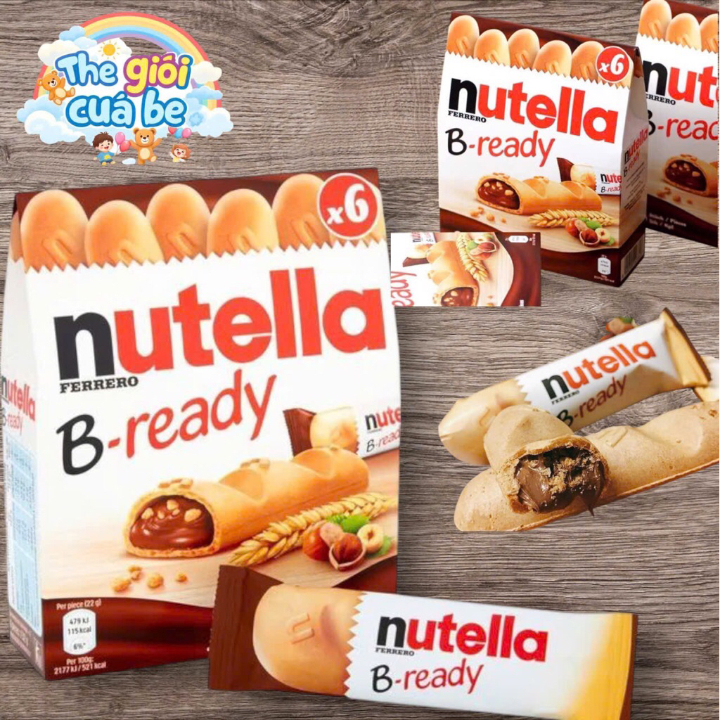 Hộp 6 bánh nhân Socola nougat hạt phỉ Nutella B-Ready 132g [Date:5/2026]