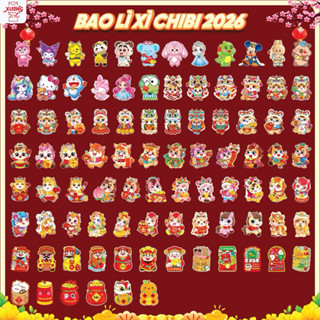   GIÁ SỈ  1000 Bao lì xì Chibi 2026 bao lì xì Labubu bao lì xì hoạt hình 100 chibi 
