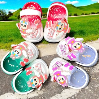  CHOP88: Dép rọ labubu ĐÈN CHÓP NHÁY loang màu cho bé gái mẫu mới có sticker dễ thương 