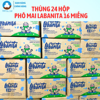 Thùng 24 hộp phô mai Labanita 16 miếng 240g, làm từ sữa, không dầu cọ Date T3.2027
