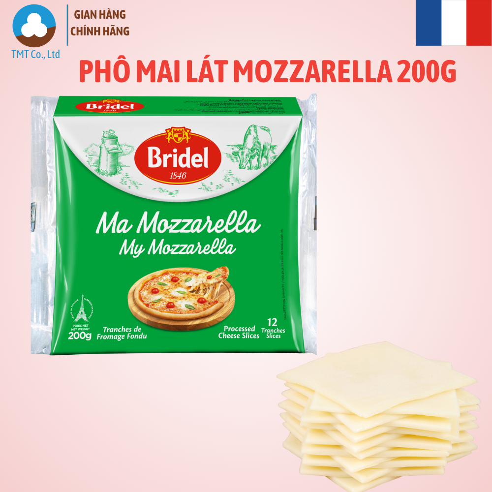 Phô mai lát Mozzarella Bridel 200g nhập khẩu từ Pháp