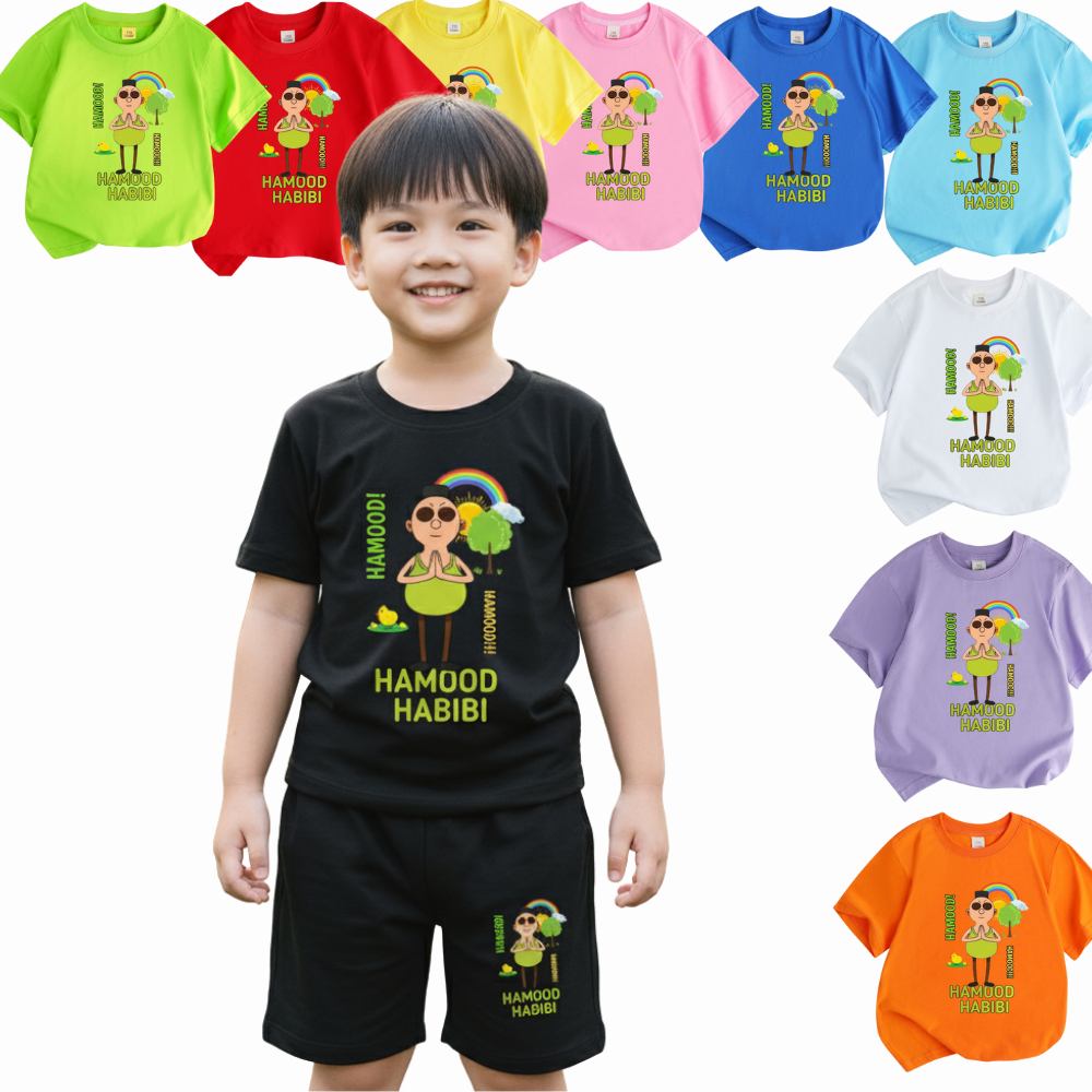 Áo thun cho bé trai bé gái in hình HAMOOD HABIBI,  Áo thun trẻ em chất vải poly thái cao cấp NTSHIRT