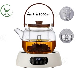  Bộ Ấm trà thủy tinh chịu nhiệt có Bếp hồng ngoại Bình pha trà 1L Bếp điện có chức năng hẹn giờ 