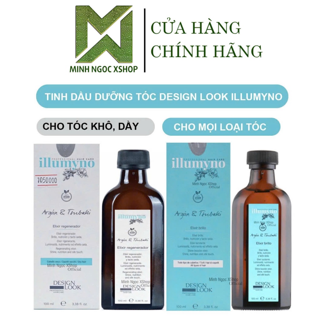 Tinh dầu dưỡng tóc phục hồi tái tạo Design Look Argan And Tsubaki illumyno Oil 100ML Chính hãng