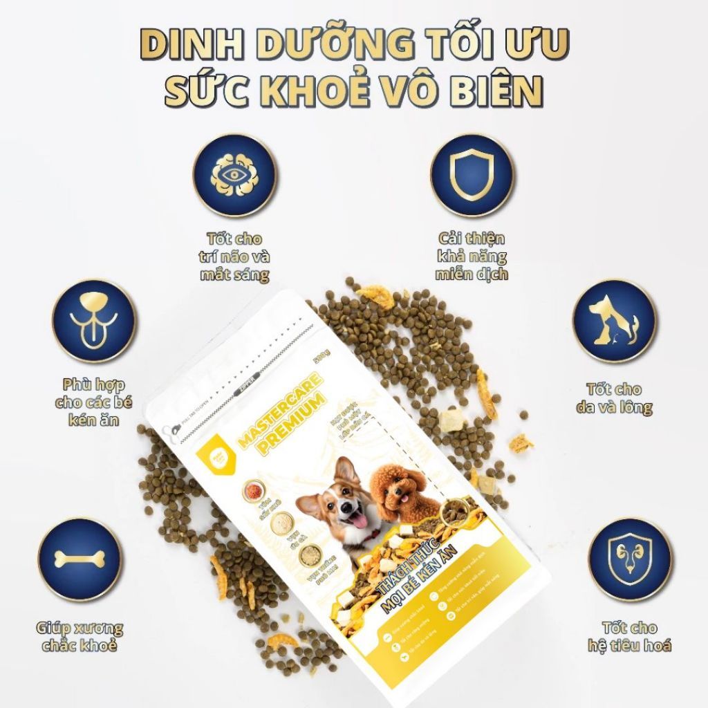 Hạt Mastercare Premium Mix Nhiều Loại Thịt Sấy 500g Cho Chó Giúp Bé Dễ Ăn Giảm Rụng Lông