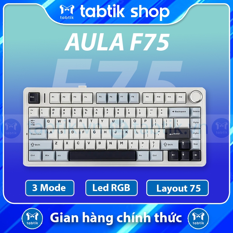 [HỎA TỐC] Bàn phím cơ không dây Aula F75 Glacier Blue Mạch Xuổi (Hotswap 5 Pin | Led RGB | 3 Mode) | BigBuy360 - bigbuy360.vn