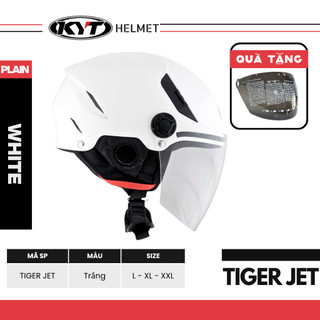  KYT - Mũ Bảo Hiểm 1 2 - TIGER JET PLAIN WHITE HELMET - Kính chống UV Kiểu Dáng Đơn Giản 