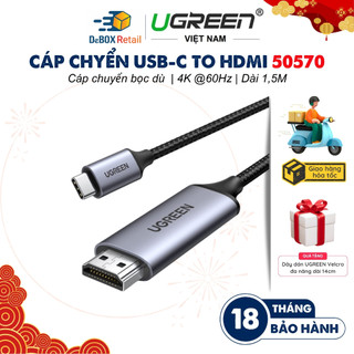 Cáp chuyển TYPE-C to HDMI UGREEN MM142 50570 | Hỗ trợ độ phân giải 4K@60Hz/Lõi đồng nguyên chất | Bảo hành 18 tháng