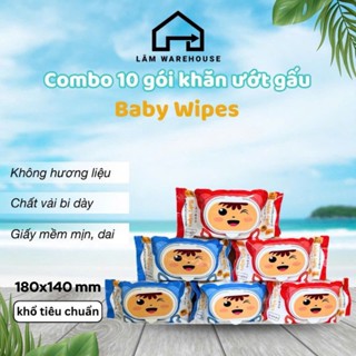  Khăn Ướt Gấu 100g   trọng lượng 250g-300g  Baby Wipes vải bi Không hương - Lâm Warehouse 