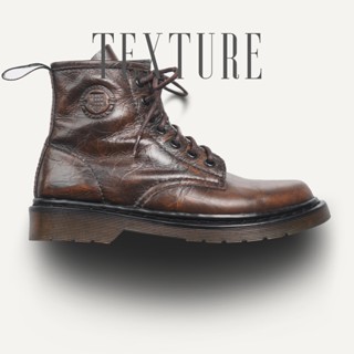  Giày boot nam da bò màu nâu TEXTURE COWHIDE đế khâu giày nam cao cổ TONKIN 