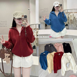   HÀNG SẴN  Áo len cardigan KHOÁ KÉO 2 ĐẦU cổ bẻ mác EGG hàng loại 1 dày dặn 