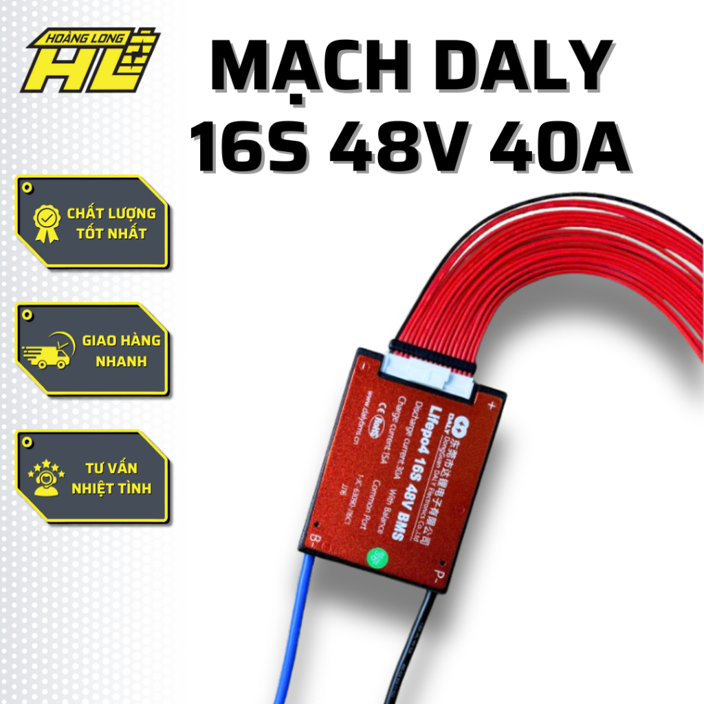 Mạch Bảo Vệ BMS 48V 16S 40A Cho 3.2V Chính Hãng DALY (Sạc Xả Chung)
