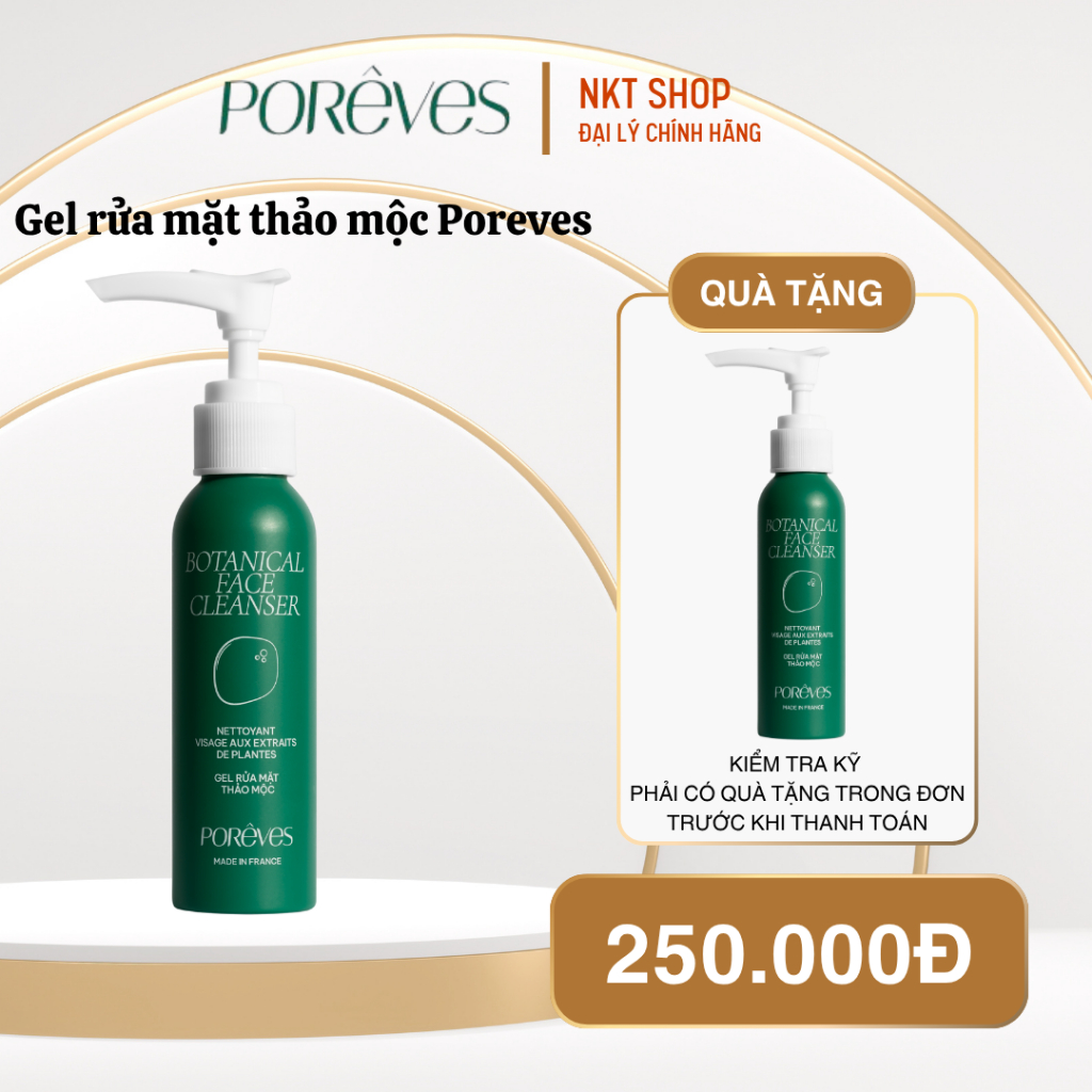 Poreves sữa rửa mặt PORÊVES BOTANICAL FACE CLEANSER chiết xuất rau má sạch dịu nhẹ cho da nhạy cảm
