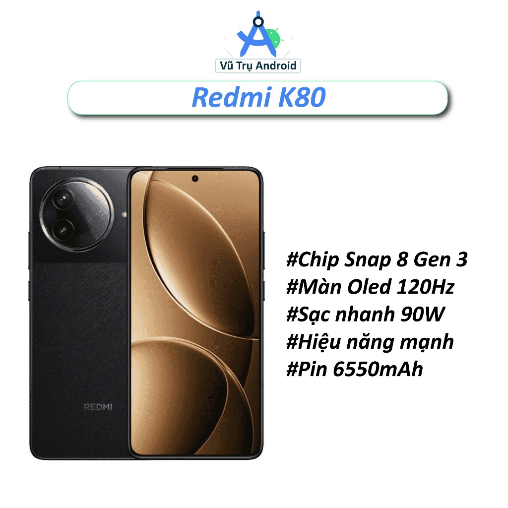 [Máy Cũ] Điện thoại Xiaomi Redmi K80 RAM 12/256GB chip Snapdragon 8 Gen 3 màn OLED 2K 120Hz pin 6550