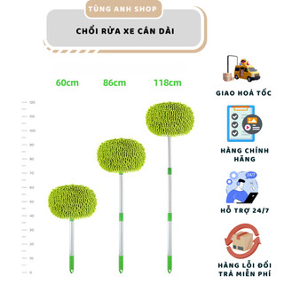 Chổi rửa xe cán dài. có thể thu ngắn kéo dài, tháo rời mặt lau phụ kiện rửa xe tiện lợi.