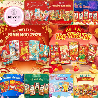  Combo 50 Bao Lì Xì Truyền Thống Tết Bính Ngọ 2026 Bộ Lì Xì Tết 50 Cái May Mắn Nhiều Mẫu Dễ Thương 