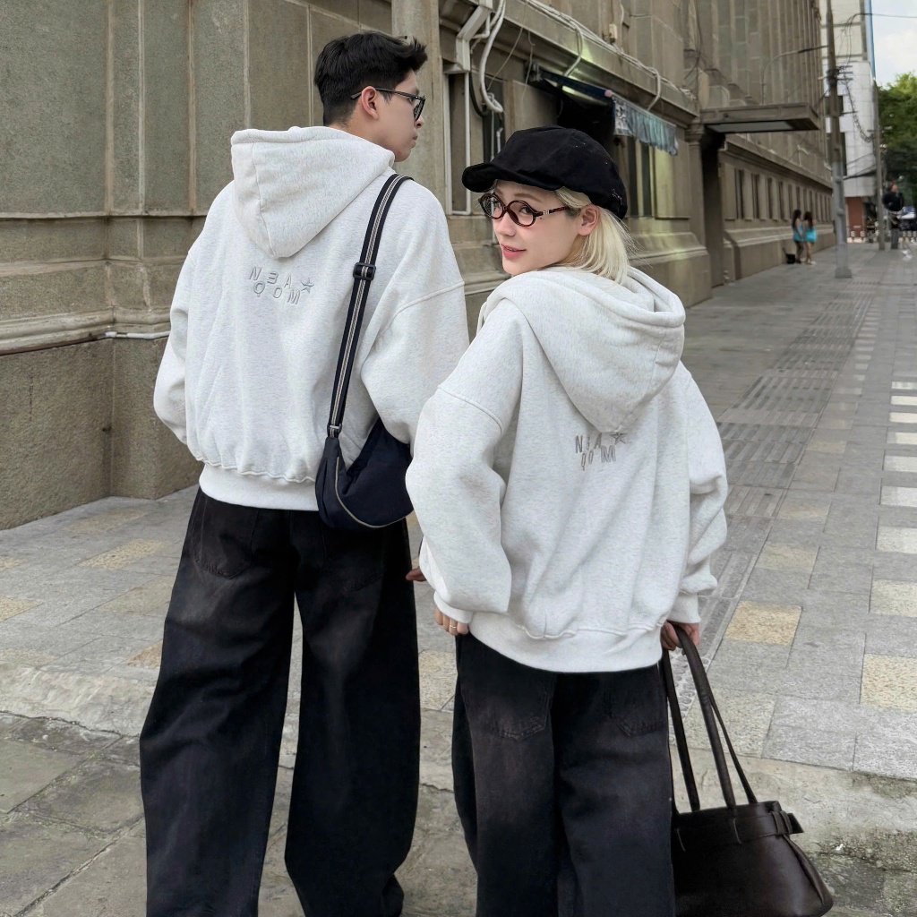 Áo Khoác Nỉ Hoodie Zip COTTON Thêu Nổi NQ30 LUNI Chống Nắng Tốt Form Rộng Nam Nữ Unisex (Không xù lông) | BigBuy360 - bigbuy360.vn