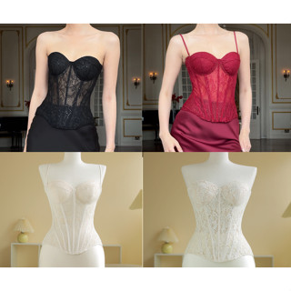  SÒ VINTAGE - ELLYS Áo corset ren cao cấp đan dây lưng dây kéo sườn 