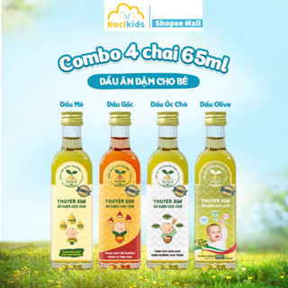   Combo 4  Dầu Mè - Gấc - Óc chó - Olive Ăn Dặm Thuyền Xưa - 65ml 