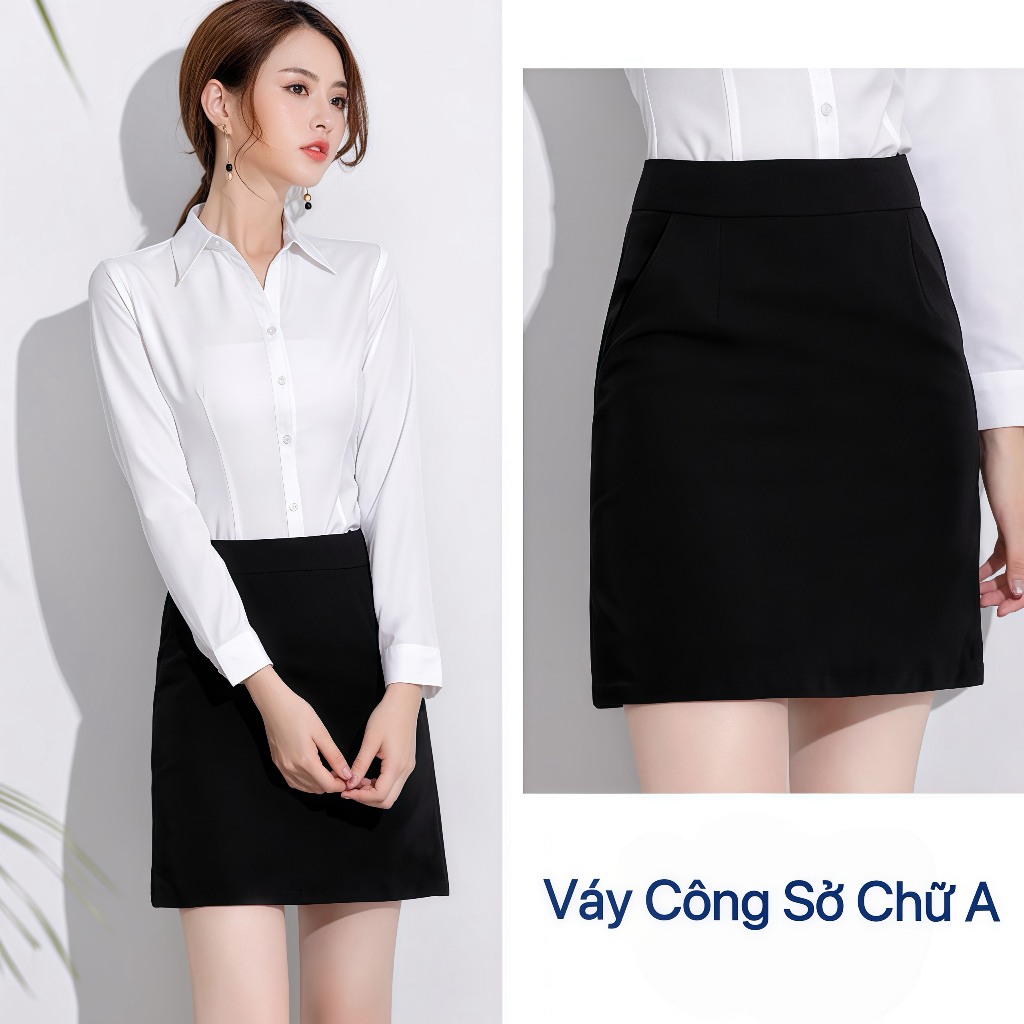 Chân Váy Chữ A Công Sở 2 Lớp MTP  Váy A Lót Quần Trong 2 Túi Có Dây Kéo Chất Liệu Tuyết Mưa Cao Cấp