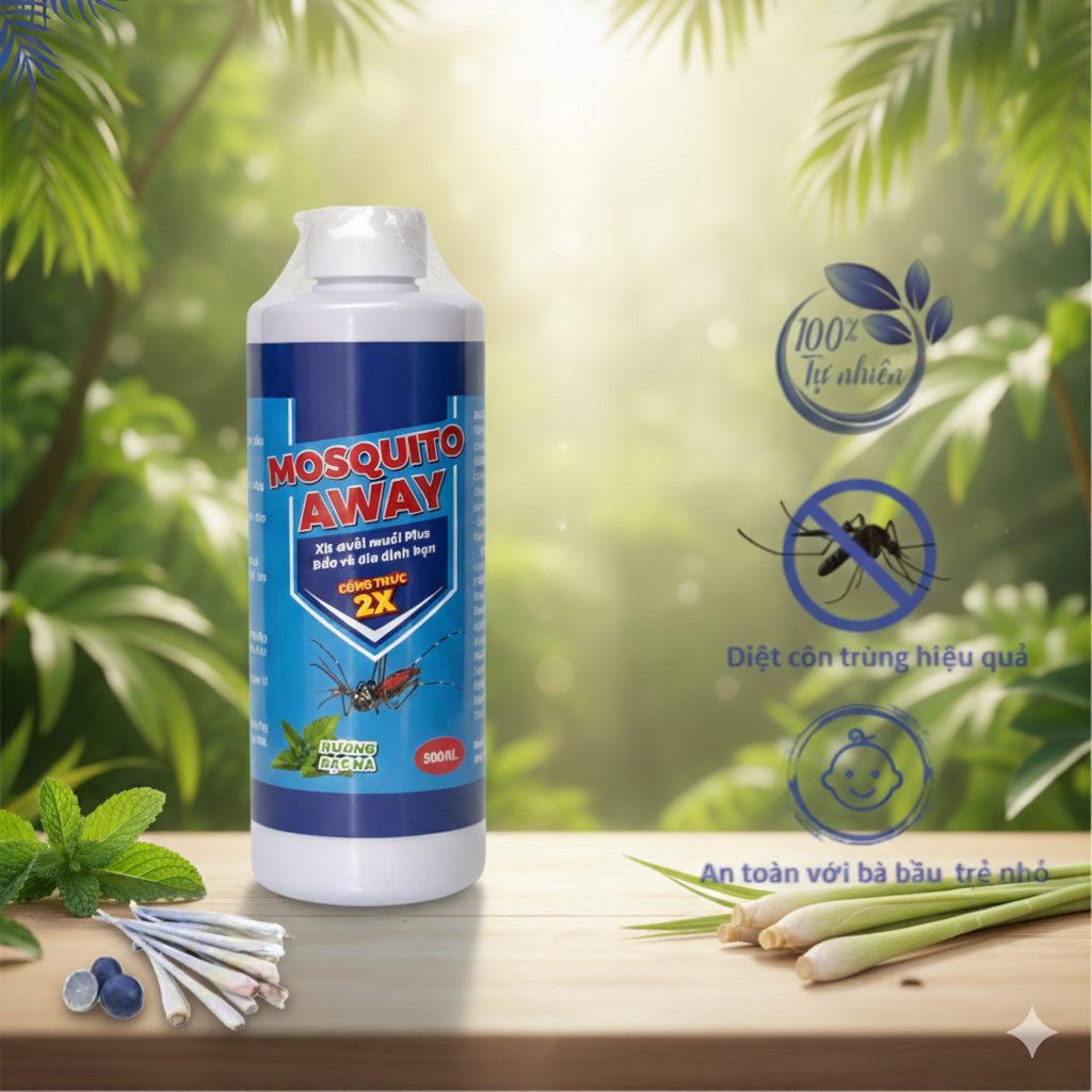 Bình Xịt ĐUỔI  Muỗi Kiến Gián Mối sinh học MOSQUITO - đuổi côn trùng hiệu quả, an toàn - 500ml