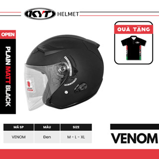  KYT - Mũ Bảo Hiểm 3 4 VENOM OPEN PLAIN BLACK - Đơn Giản Nhưng Ấn Tượng 