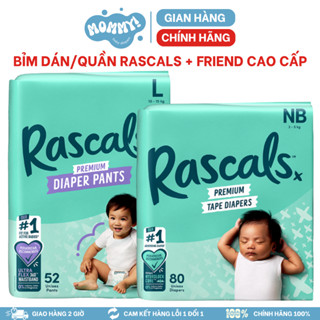  Tã bỉm dán quần Rascal + Friends size NB80 S70 M60 L50 M58 L52 XL46 XXL40 XXXL30 chính hãng -MOMMY! 