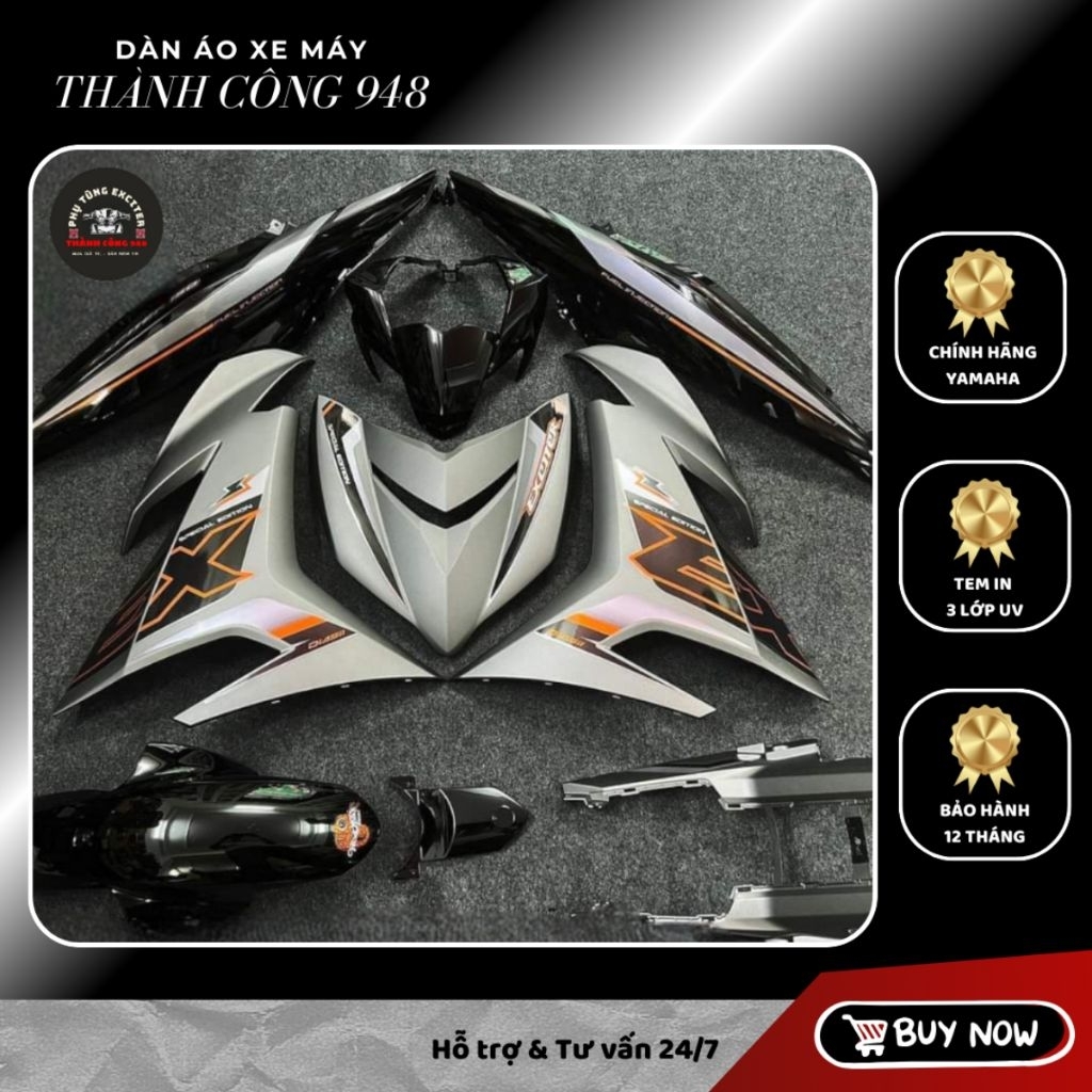 Dàn áo Exciter 150 Xám Đen Tem Exciter | Hàng Chính Hãng chuẩn đời 2015–2023 | Tặng Tem + Baga + Sti