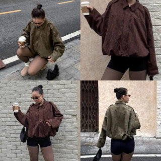  Áo khoác da lộn form lửng - Faux suede jacket  Có sẵn hoả tốc - Hình ảnh thật shop chụp  