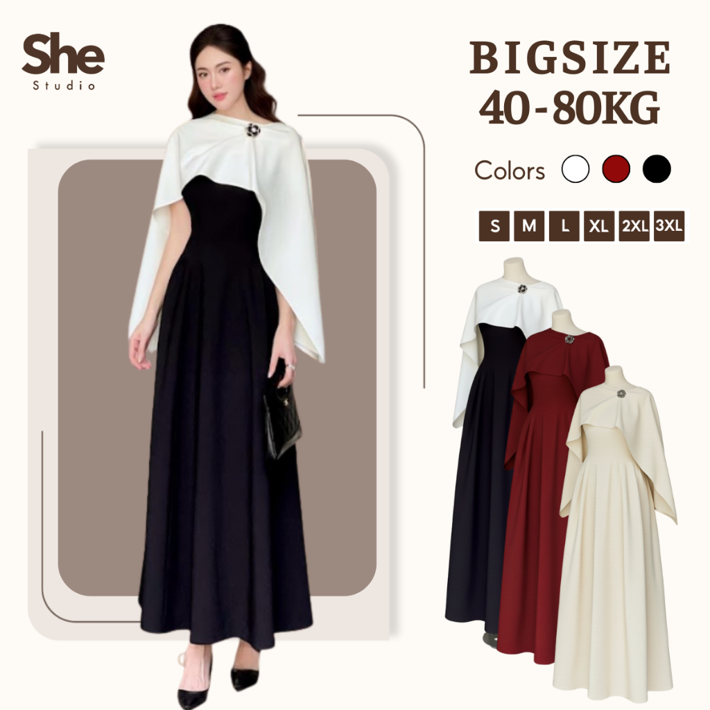 [𝗛𝗮̀𝗻𝗴 𝗟𝗼𝗮̣𝗶 𝟭] Đầm Tiệc Cưới Sang Chảnh, Váy Hai Dây Kèm Choàng Thanh Lịch có Bigsize By She Studio