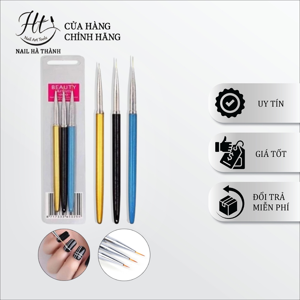 Set 3 cây cọ nét cọ kim lồng mềm vẽ móng