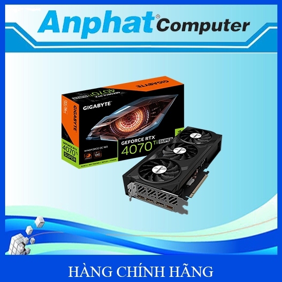 Card màn hình VGA Gigabyte GeForce RTX 4070 Ti Super Windforce OC 16G (N407TSWF3OC-16GD) - Hàng Chín