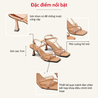 Giày Sandal Pixie Cao Gót 7cm Quai Chéo H088