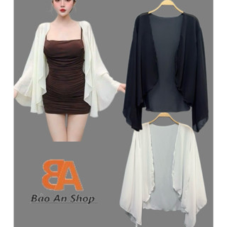  A-76 . Áo khoác voan mỏng tay Loe from rỗng free Size chất voan mỏng nhẹ 