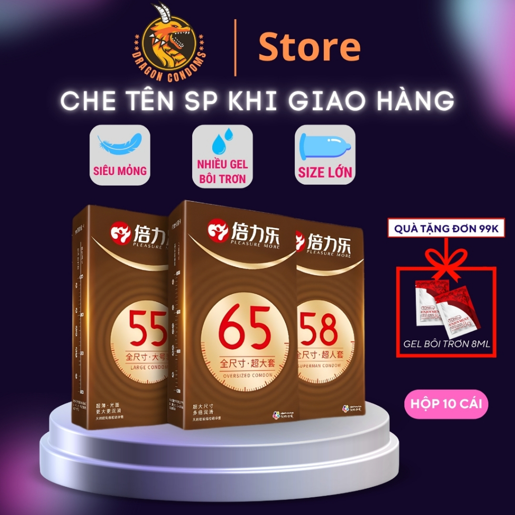 Bao cao su size lớn HBM 55mm 58mm 65mm bcs cỡ to siêu mỏng kéo dài thời gian quan hệ