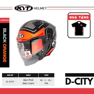  KYT - Nón Bảo Hiểm 3 4 - D-CITY OVERTECH BLACK ORANGE - Nhiều Kích Cỡ - Phù Hợp Kể Cả Đi Đường Dài 