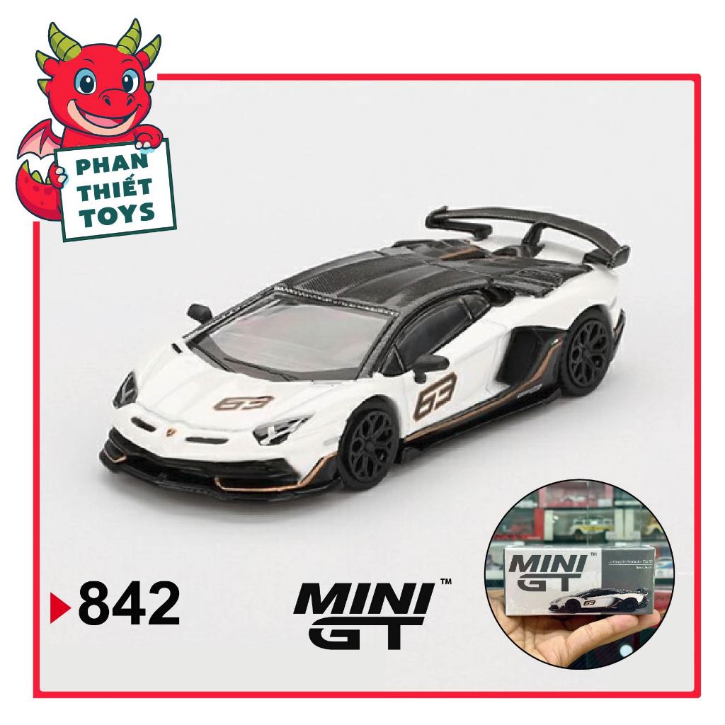 Mô hình xe Lamborghini Aventador SVJ 63 Bianco Asopo bằng kim loại tỉ lệ 1:64 MGT00842 MiniGT